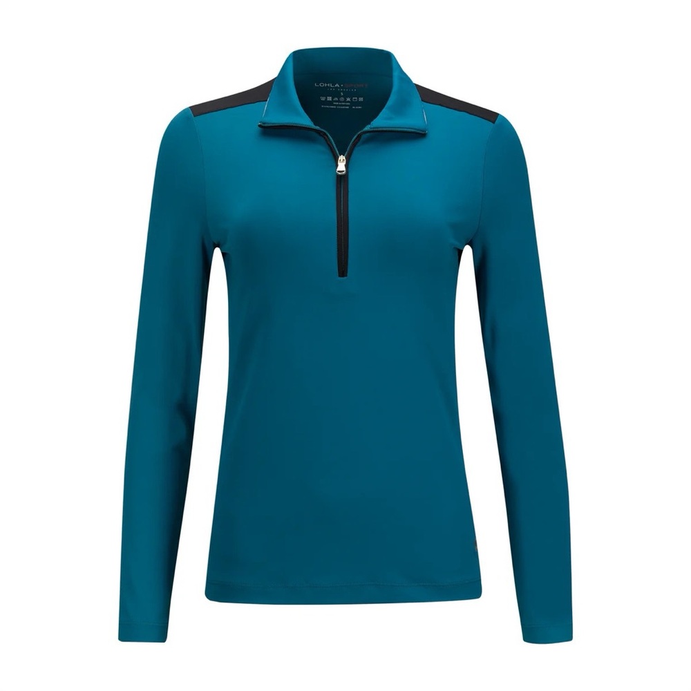 New with Tags beautiful peacock color pull over quarter zip size large
